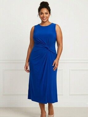 Ralph Lauren sapphire blue twist waist formal dress 22W